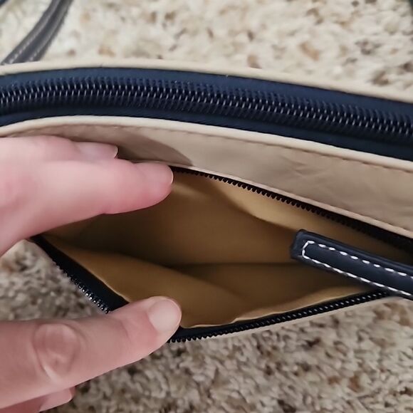 Stone and Co Tan Purse Wallet Adjustable Shoulder Bag Blue Strap - Picture 6 of 10